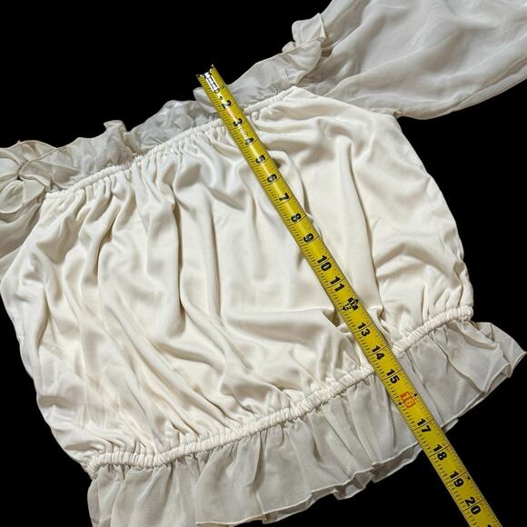 Spirit Halloween Womens SteamPunk Boho Peasant Festival Ruffle Ivory Top S/M - Picture 6 of 10